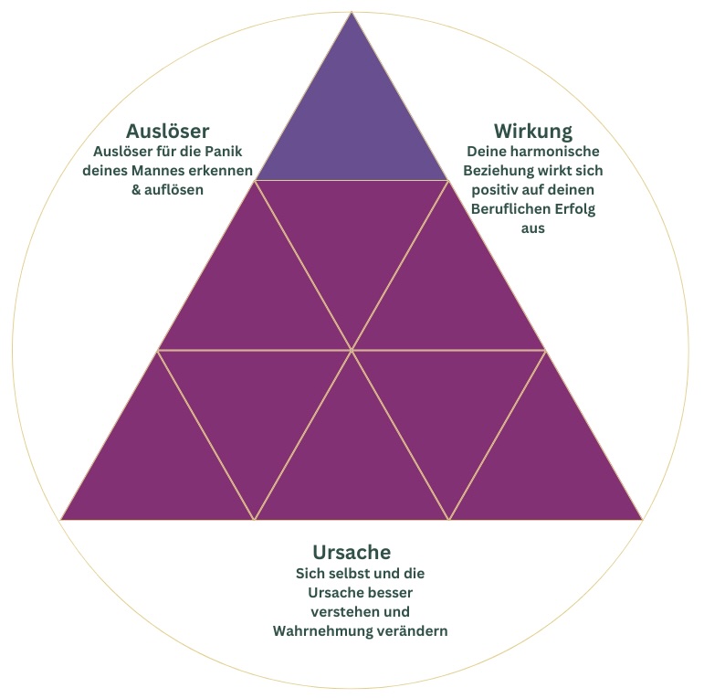 Schematische Pyramid zu Wechselwirkung Auslöser, Ursache und deren Wirkung